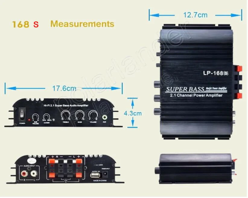 LP-168S 2 канала дома 12 вольтов маленький автомобильный усилитель Авто Аудио Мощность сабвуфер бас Выход стерео звук WithAUX Функция громкоговоритель