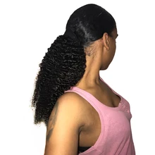 Kinky Curly Ponytail For Women Brazilian 3B 3C Natural Black font b Clip b font font