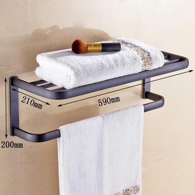 Серия FZ, черный матовый толстый набор аксессуаров для ванной комнаты, Полка для полотенец, держатель для бумаги, крючок для одежды 414B - Цвет: towel rack only