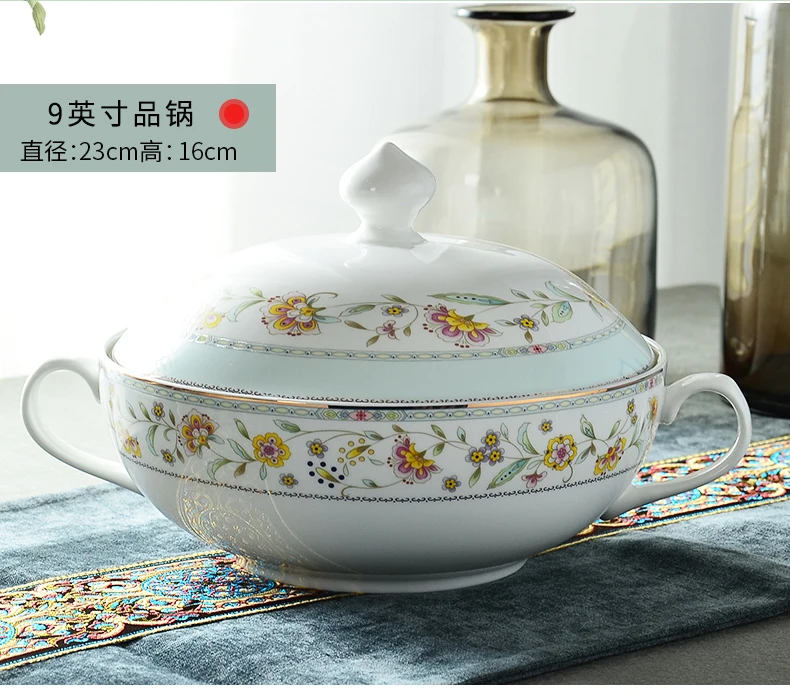 9 inch, bone china floral soup tureen, porcelain food container