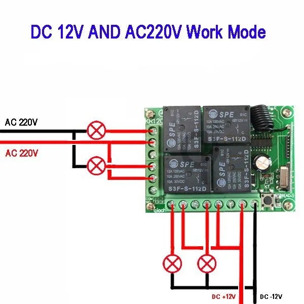 QIACHIP Универсальный Беспроводной дистанционного Управление выключатель AC/DC 12V 4CH модуль приемника радиорелейной линии с 4 канальный РЧ пульт дистанционного управления 433 МГц передатчик