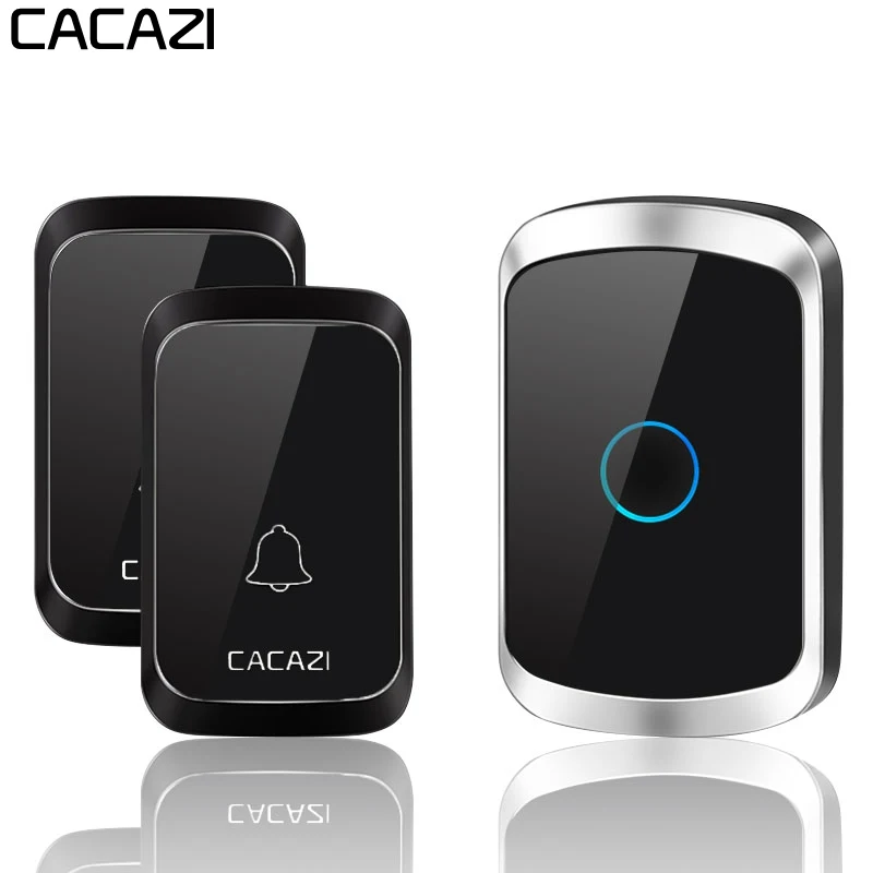 

CACAZI Wireless Doorbell Waterproof Battery 1 2 Transmitter 1 2 Receiver Home Door Ring Bell Wireless Chime US EU UK AU Plug