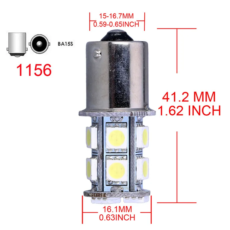 2 шт. 1141 1073 дневные ходовые огни 12 V Белый 1156 BA15S P21W S25 7506 светодиодные лампочки 13 SMD