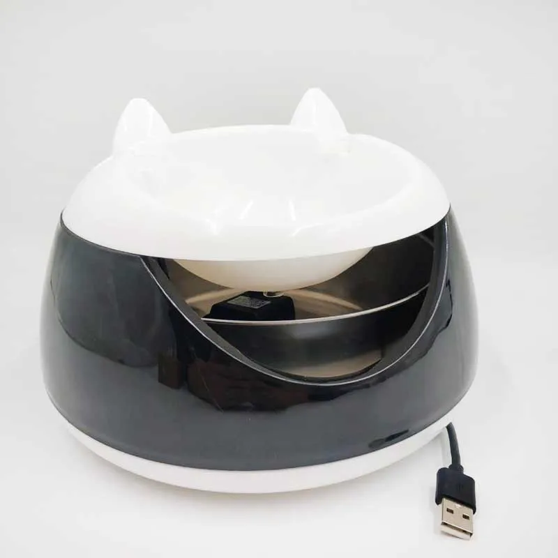 USB поилки для кошки фонтан Электрический автоматический питьевой диспенсер для кошек фонтан миска для собак диспенсер для воды - Цвет: Black white