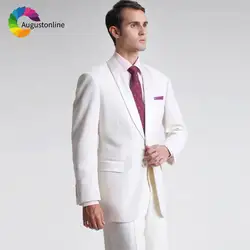 Итальянский цвета слоновой кости/белый мужской костюм Slim Fit свадьба смокинг жениха Best Мужской Блейзер куртка брюки для девочек 2 шт. Homme Terno