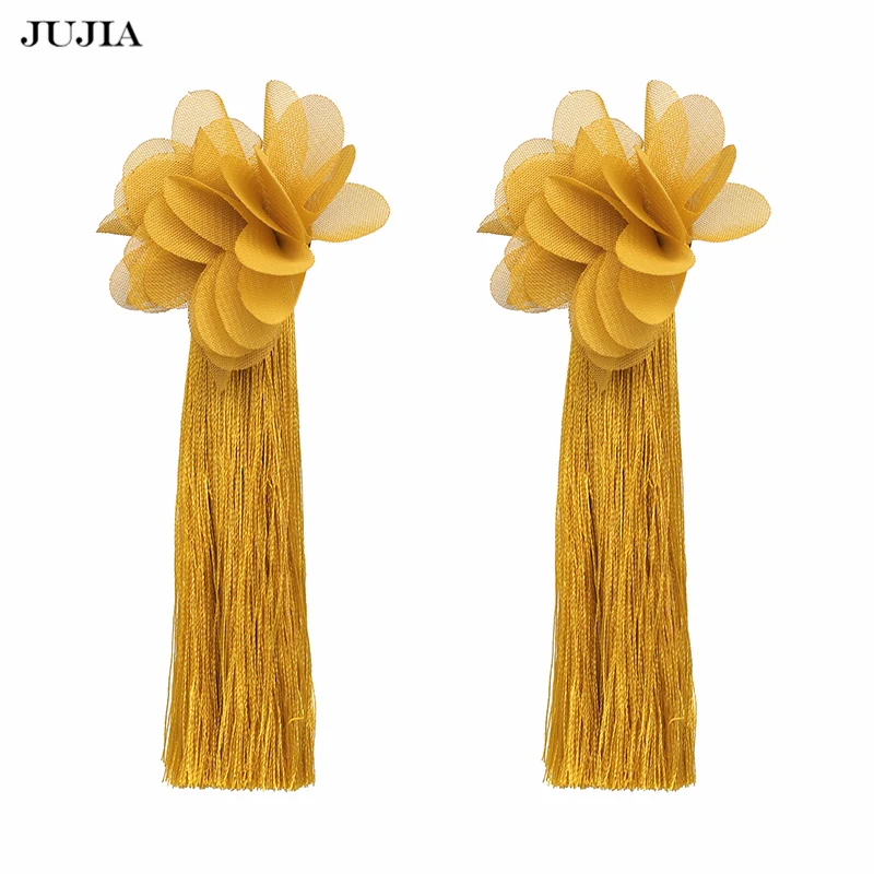 

JUJIA Bohemian Fringing Cotton Tassel Earrings Vintage Wedding Jewelry Long Drop Earrings For Women
