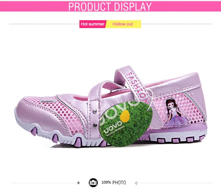 UOVO Spring Shoes For Kids Girls Princess Shoes 2020 Breathable Mesh Shoes For Little Girls Cartoon Flats Children Size 27#-33#