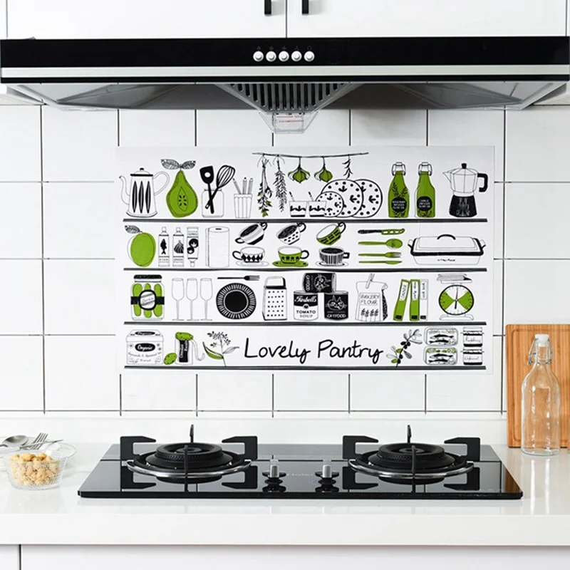 

1 Pc Flamingo Plant Wall Stickers For Cabinet Stove Aluminium Foil Waterproof Anti Oil Splatter Kitchen Accessories For Tile