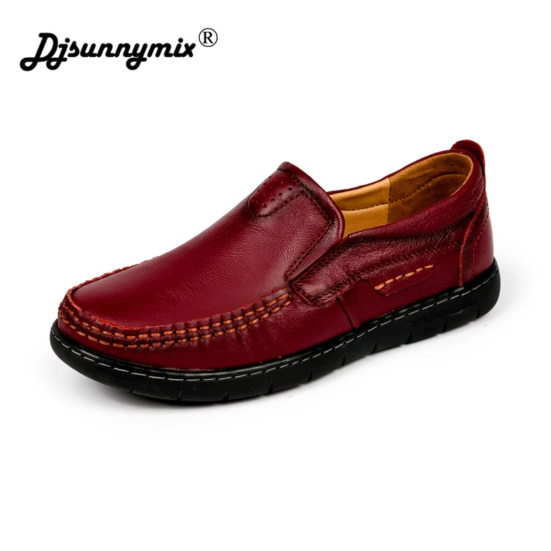 En Ligne DJSUNNYMIX Marque Femme chaussures à la main 100% en cuir véritable chaussures casual chaussures vachette souple femelle appartements