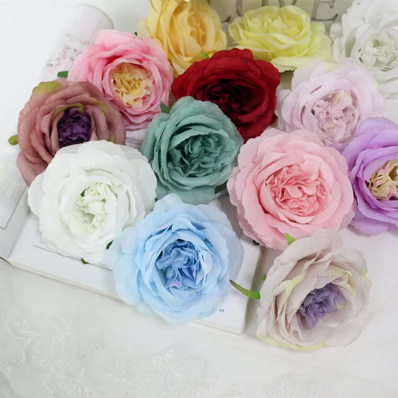 Flone Artificia Rose Flower Head 10cm Simulation Rose Flowers Fake Silk Flowers Wedding Home Party DIY Garland Decor Art (4)