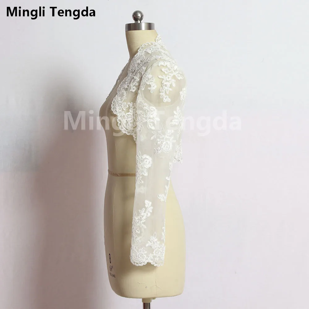 White Long Sleeves Bridal Shrug Wrap Party Cape Lace Plus Size Wedding Jackets Wedding Bolero Cloak