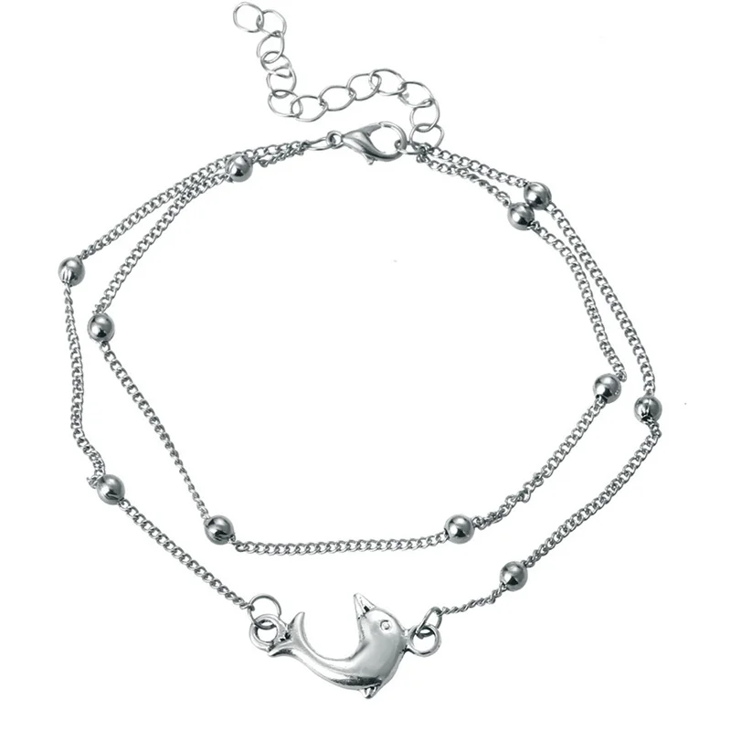 Ufavoirte 2 unids/set de tobilleras de delfín para mujer, cuentas hechas mano, pulseras de metal para el tobillo, joyería para pie de playa femenina| Tobilleras| - AliExpress