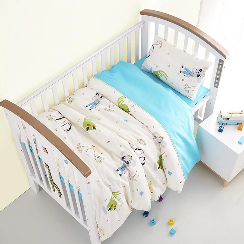 Ensemble 3 pièces ensemble de literie bébé comprenant housse de couette taie d'oreiller drap de lit pur coton bébé lin bébé ensemble de berceau pour fille et garçon (lot de 3)