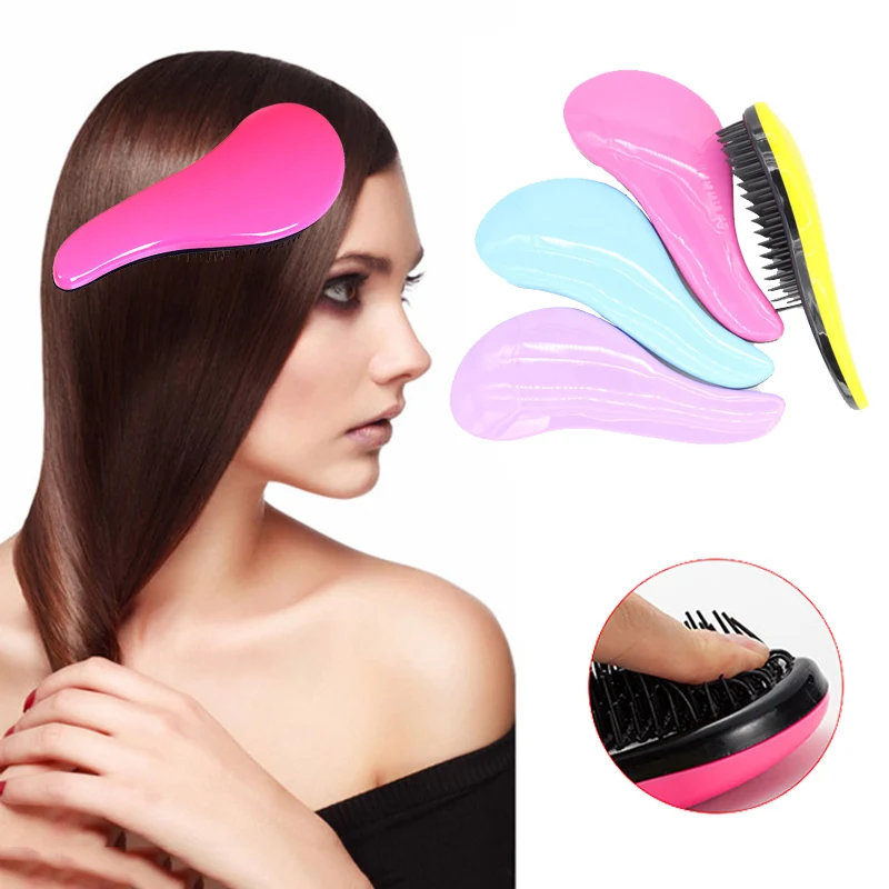 

Fashion 1pc Magic Anti-static Hair Brush Handle Tangle Detangling Comb Shower Electroplate Massage Comb Salon Hair Styling Tool
