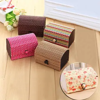 Bamboo Curtain Glove Box Housekeeping Ring Necklace Earrings Bamboo Wooden Case Jewelry Posh Storage Boxes Holder