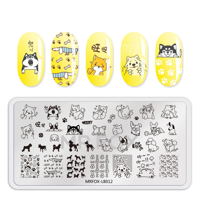 Пластинки для стемпинга ногтей, Новое поступление, милая собака, перо, единорог, узор для стемпинга ногтей, пластины для украшения ногтей