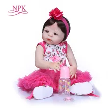 NPK Lebensechte Silikon Reborn Baby Menina Lebendig 23 ''Neugeborenen Baby Puppen Volle Vinyl Silikon Körper Geschenk Kinder Brinquedos Spielkameraden(China)