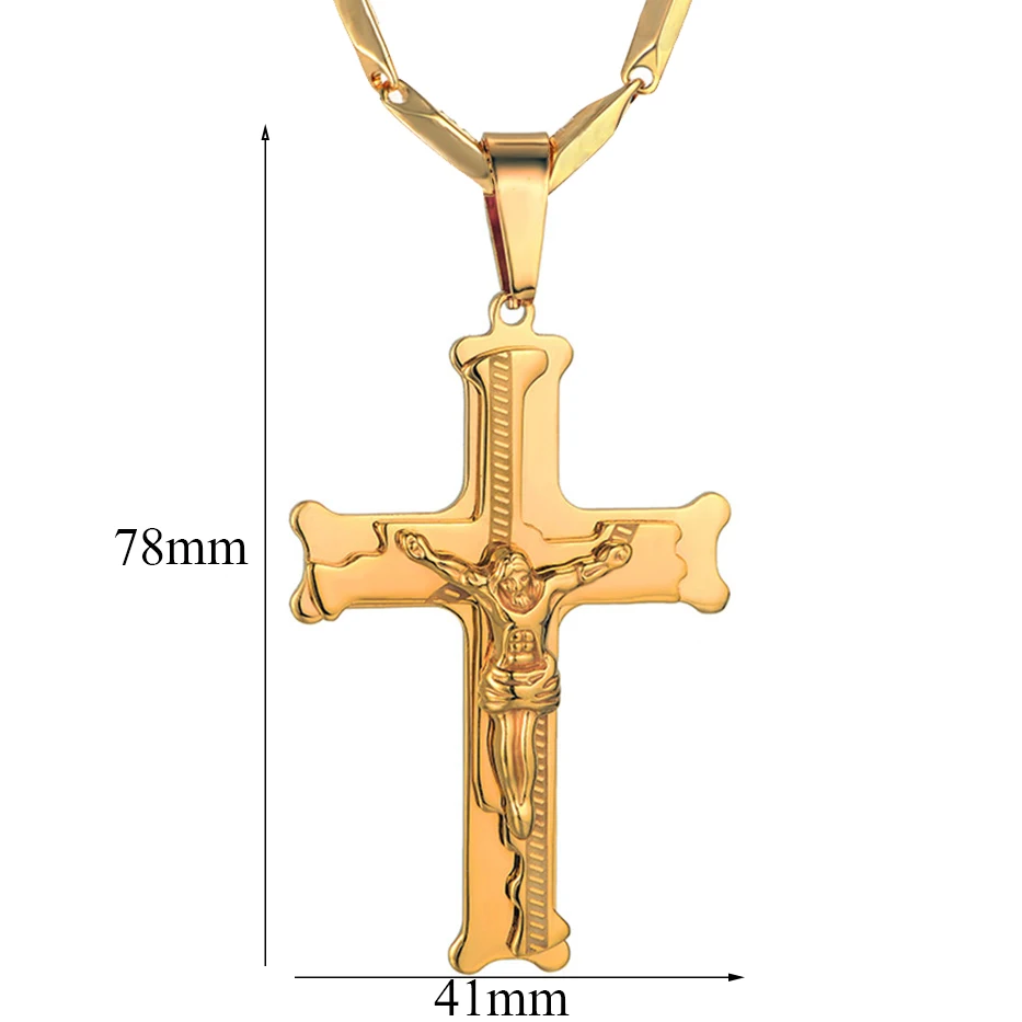Золотая подвеска в виде Креста для ожерелья для мужчин золотого цвета из нержавеющей стали с цепочкой Распятие ожерелье мужские христианские ювелирные изделия - Окраска металла: XL985D