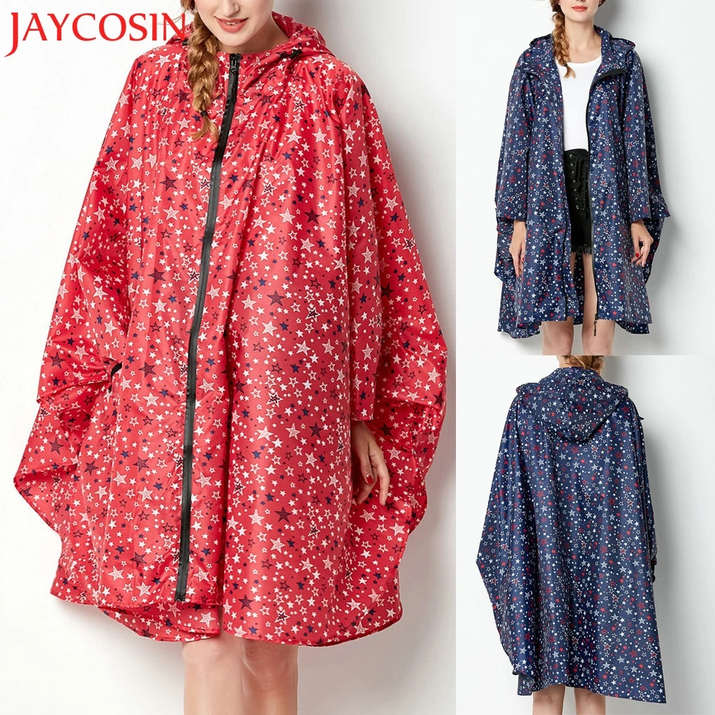 

KLV Women's Outdoor Hoodie Waterproof Windproof Coat Female Point Rain Jacket Star print Outwear Dropship Dec.1