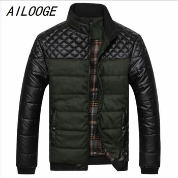 

AILOOGE 2017 New Classic Brand Men Fashion Warm Jackets Plus Size L-4XL Patchwork Plaid Design Young Man Casaul Winter Coats