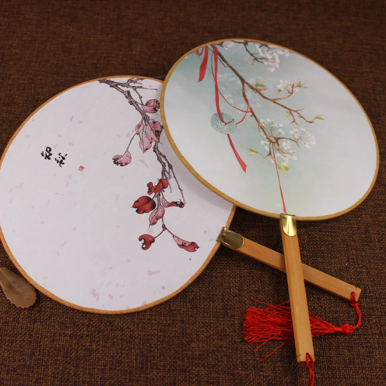 1pcs Vintage Dancing Fan Chinese Traditional Round Polyester Palace