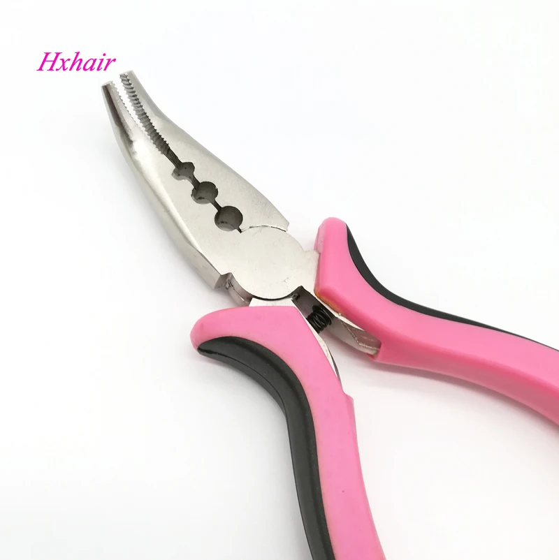 No.10 Pink hair pliers Curved Head with Teeth and 3 Holes /Hair Extension Pliers /Hair Extension Tools