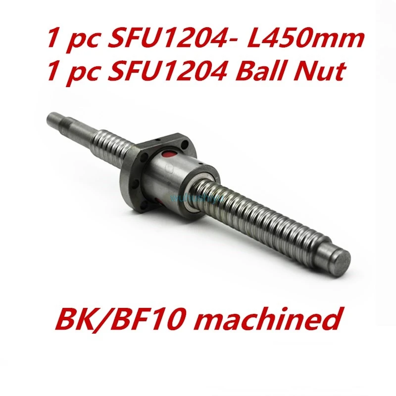 

Free shipping 1pc Ball screw SFU1204 450mm+ 1pc RM1204 Ballscrew Ball nut with standard processing for BK10 / BF10