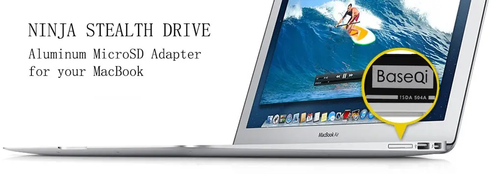 BaseQi NinjaDrive Micro SD кард-ридер 504A для MacBook Pro retina 15 дюймов/Mid /Late 2013/металлический изящный MiniDrive ридер