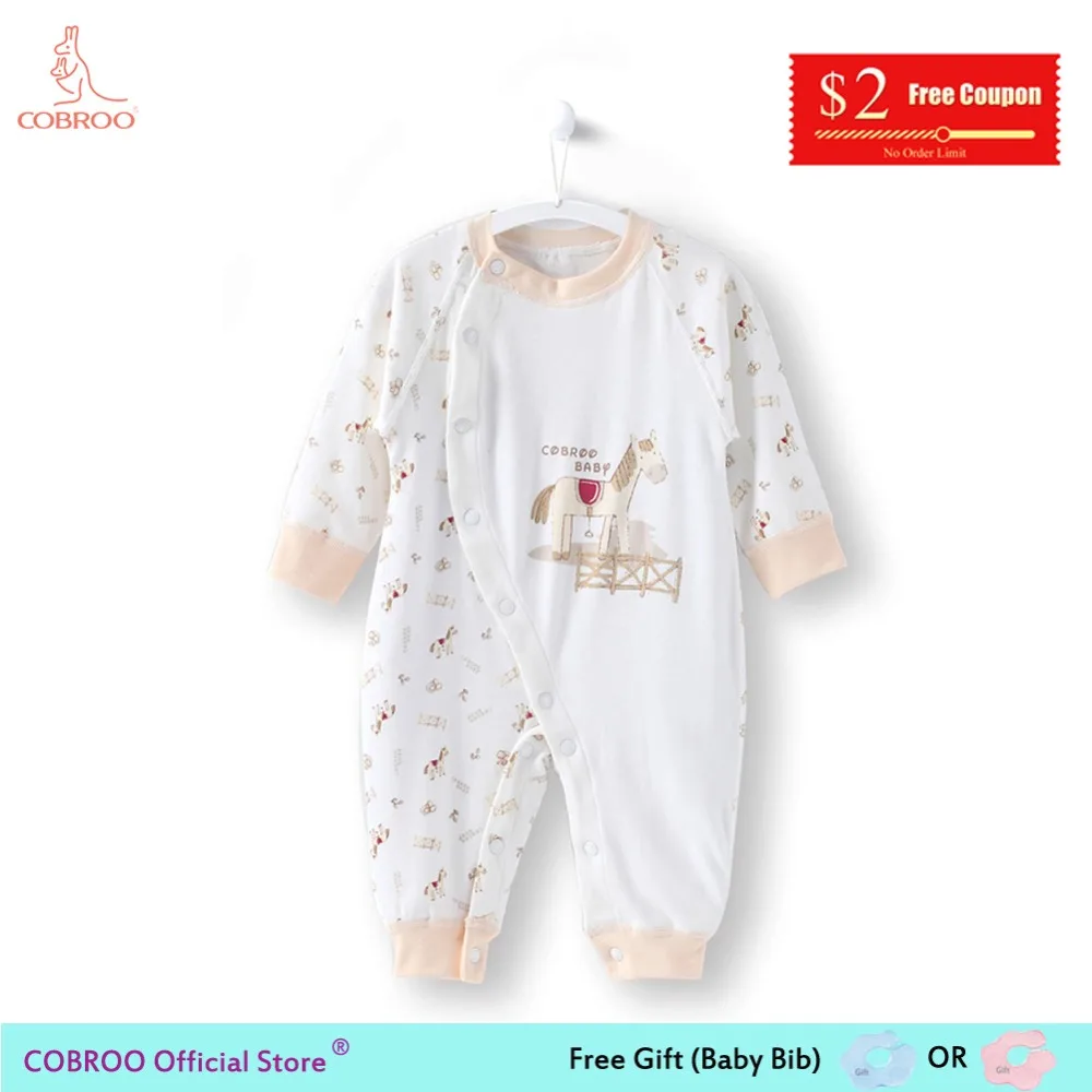 

3-6 M Newborn Baby Rompers 100% Cotton 2018 Spring Cute Pony Animal Pattern Twins Baby Boy Clothing Costume Jumpsuit NY150010