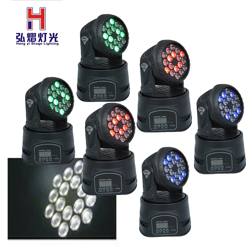 

6pcs/lot 18x3W RGB mini led wash moving head light dmx512 stage lighting