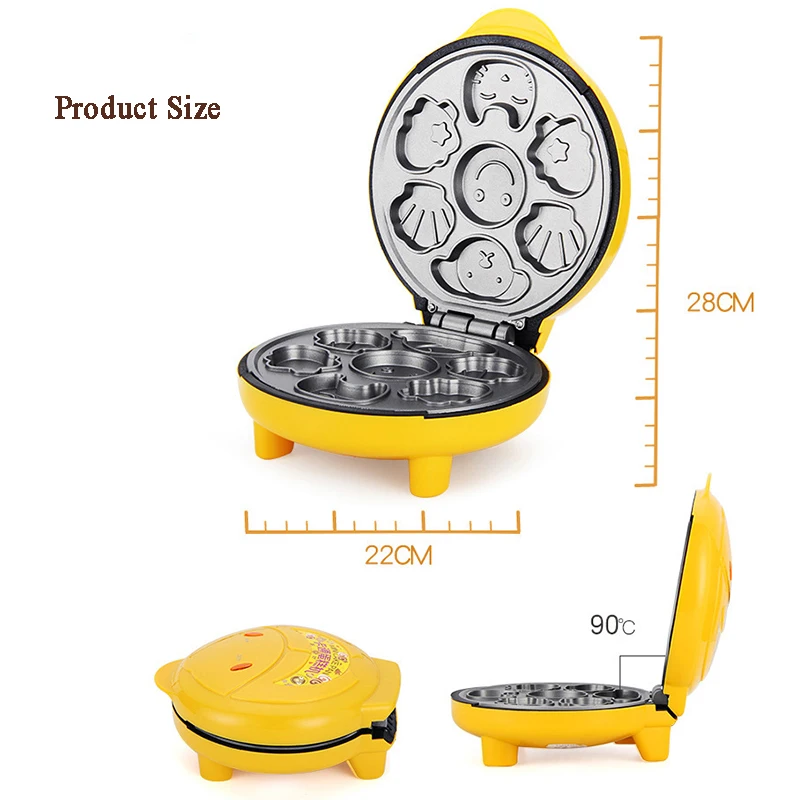 Бытовой автоматический торт машина мультфильм портативный мини детская хлебная машина двухсторонний нагрев выпечки машина для завтрака