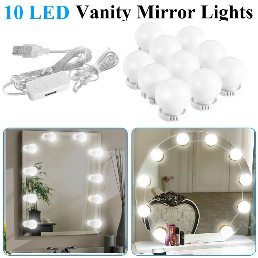 

Makeup Mirror Light Vanity Mirror Light Bulbs Kit for Dressing Table with Dimmer and Power USB Charging Port #288348
