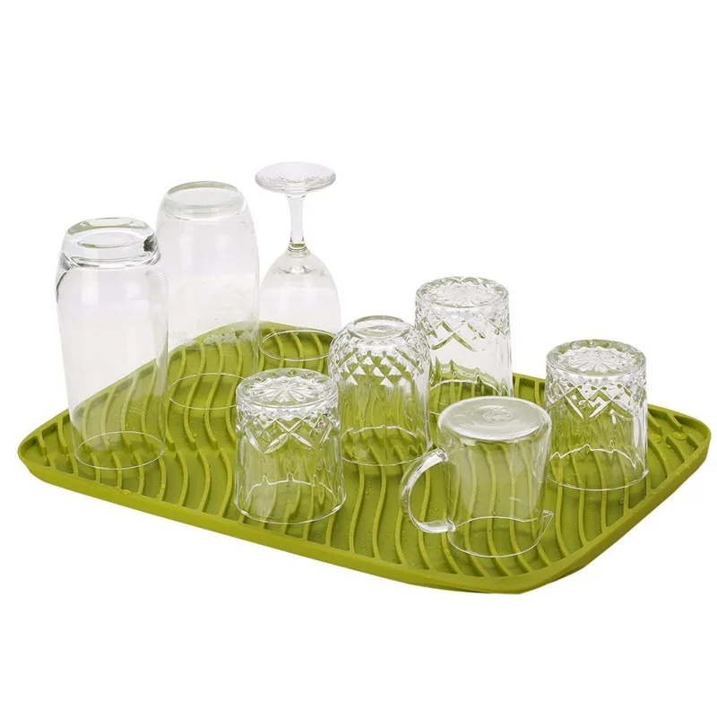 

Quilty Rectangle Dish Drying Mat Heat Resistant Silicone Dish Drying Pads Multi-Function Drain Fruit Vegetable Drain Pad