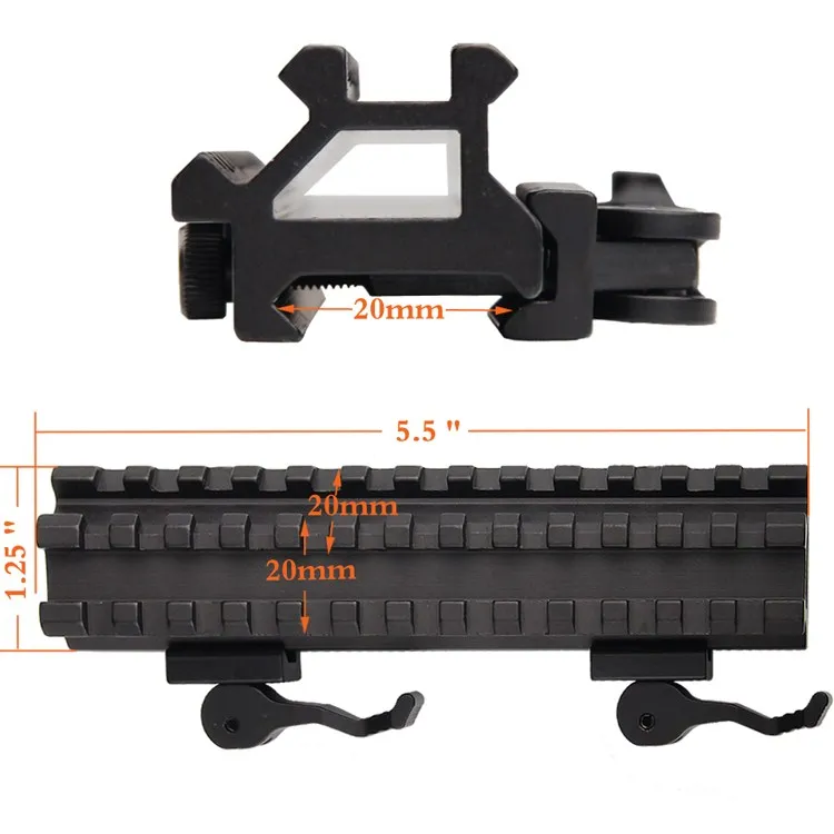 Airsoft QD Быстрый съемный двойной Rail направляющая для оптического прицела ружья прицел угольное крепления двойной 13-слоты Железнодорожный 1-0012 - Цвет: style one