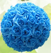 "(20 см) мята зеленые цветы шар Шелковая Роза украшение для свадьбы целующиеся шары Pomanders мята искусственный цветок шар украшения - Цвет: Dark Blue