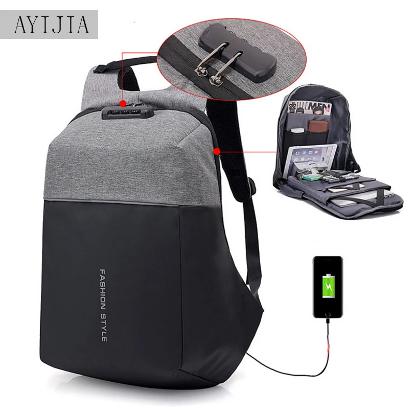 

2018 New Anti-theft USB Charging Laptop Backpack Hard Shell No Key Ladies business backpack water-proof bagMen Travel Backpacks