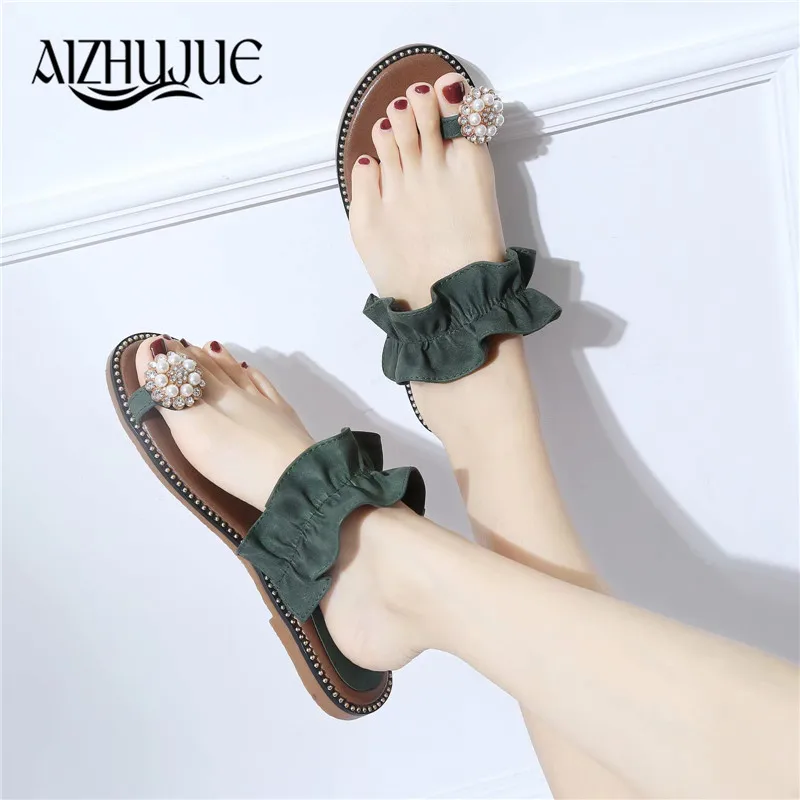AIZHUJUE модные женские туфли тапочки Bling брендовые шлепанцы без каблука