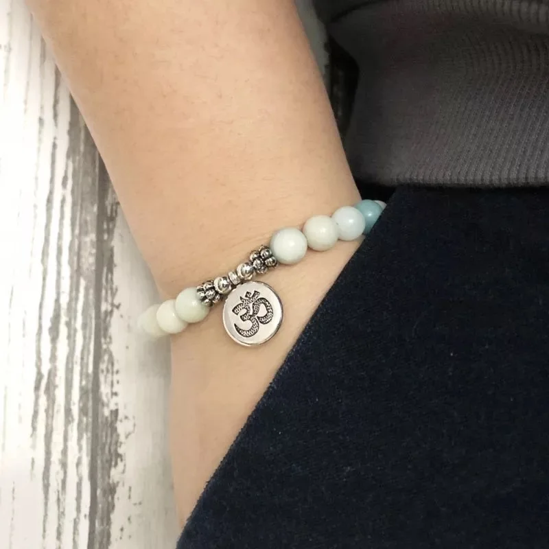

Buddha Bless Healing Crystal Charm Transfer Luck Pearl Bracelet Chakra Yoga Volcanic Natural Round Stone Beads Bracelets Women
