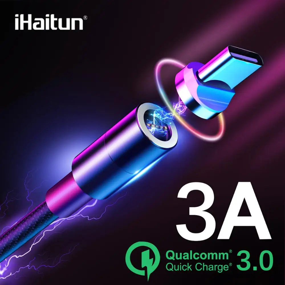 IHaitun роскошный Магнитный usb кабель 3A type C для samsung QC 3 0 Micro Quick Charge 4 Fast iPhone 11 Oneplus 7 Huwei