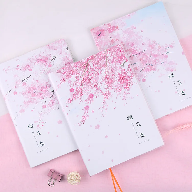 

Originality Aestheticism B5 Cherry Blossoms Love & Thickening Student Work Remember Diary Note Line Leather Rubber Set Basis