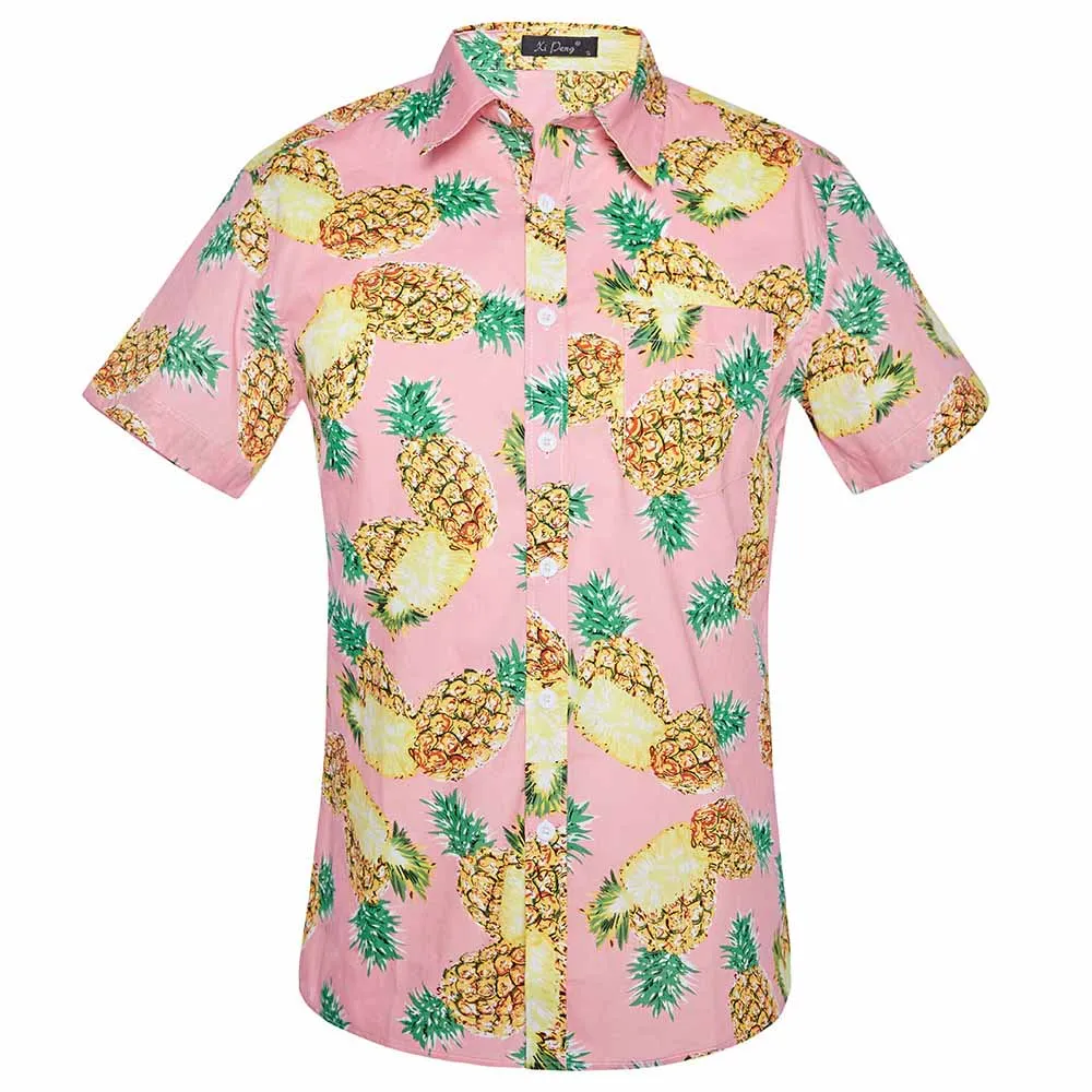 Костюм для серфинга, мужские Летние Гавайские пляжные рубашки с принтом, рубашка для плавания с коротким рукавом, быстросохнущие купальники, футболки с цветочным принтом - Цвет: GD0257
