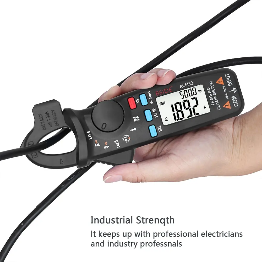 

Digital Clamp Meter 6000 Counts Auto Range True RMS Mini Multimeter Thermometer Resistance Capacitance Continuity NCV Tester