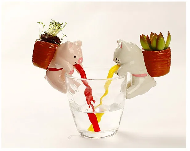 5pcs Self Watering Plant Holder Animal Planters Self Watering From Animal Straw Pig Cat Panda Rabbit Straw Bowl Holder Reflectorholder Wedding Aliexpress
