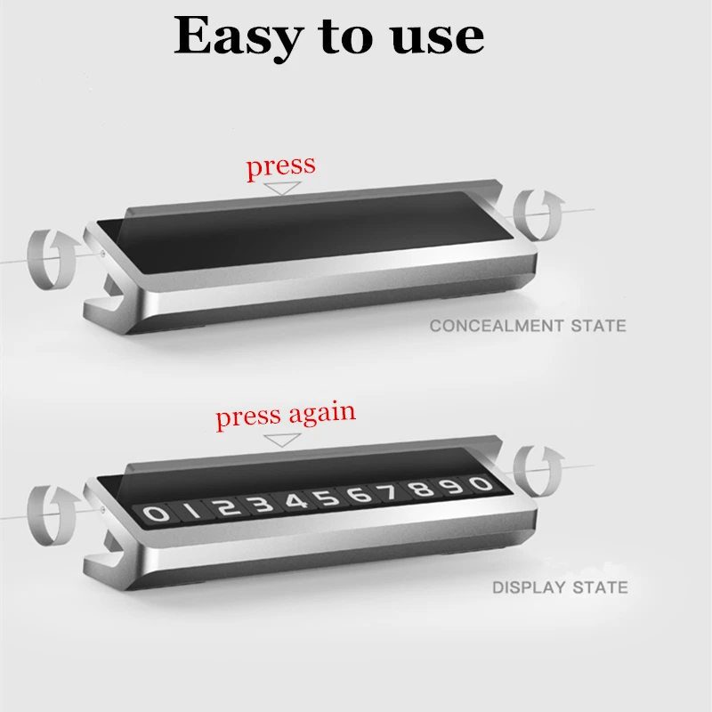 Металлическая автомобильная парковочная номерная табличка, универсальный скрытый Автомобильный знак временной остановки для мобильного телефона(не пластик