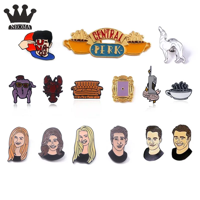 

15 Kinds TV Show Friends Frame Pin Brooch Badge Figure Animal Props Enamel Pins Lapel Pin For Best Friends Jewelry
