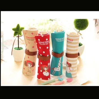 

Rolling Canvas Girls Pencil Bag Multi-pocket 3352 Light & Portable Pen Bag Colorful Option Storage Bag for School StudentsTidier
