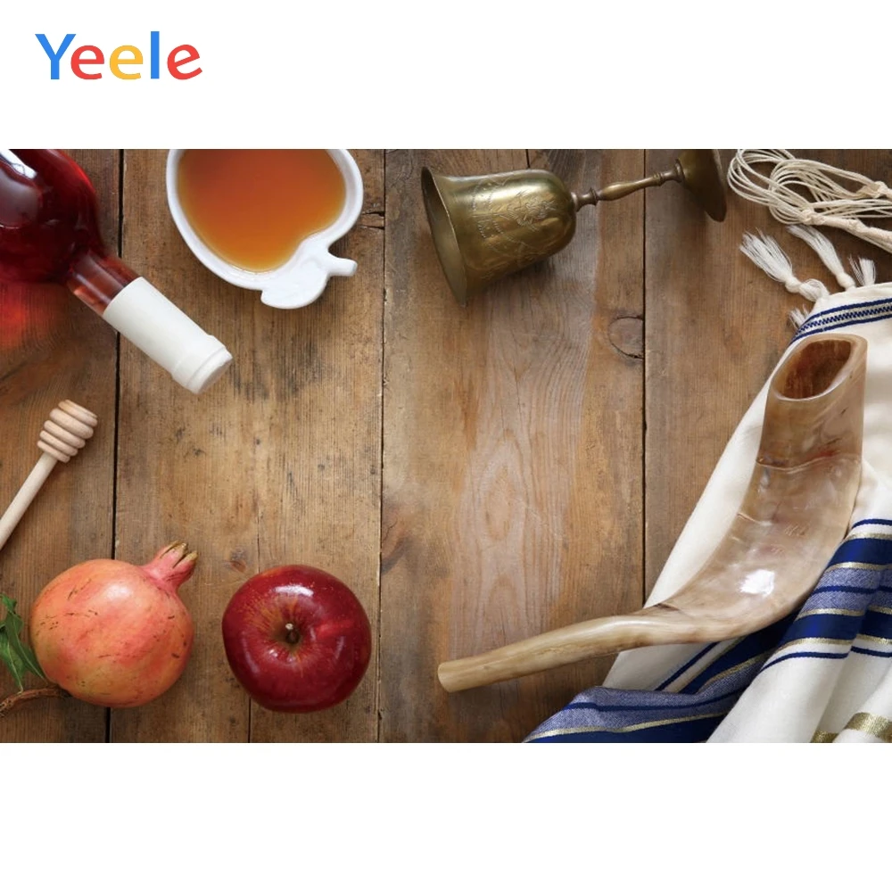 

Yeele Happy Rosh Hashanah Photography Backdrops Jewish New Year Wood Board Custom Photographic Background Vinyl For Photo Studio