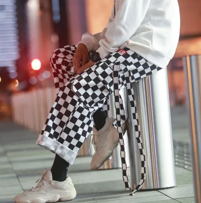 最安値挑戦 ストレート人格ファッションルースパンツメンズ足のズボン Pantalones チェック柄レジャー男性パンタロンオム夏 超人気の