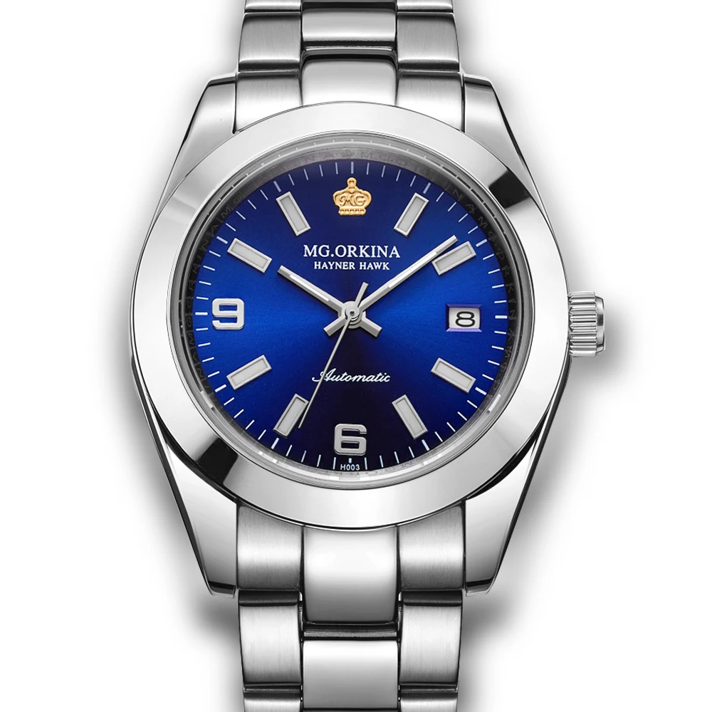 

ORKINA Man Clock Stainless Steel Automatic Wristwatch Reloj Hombre Auto Date Male Men's Mechanical Watch with Night Light