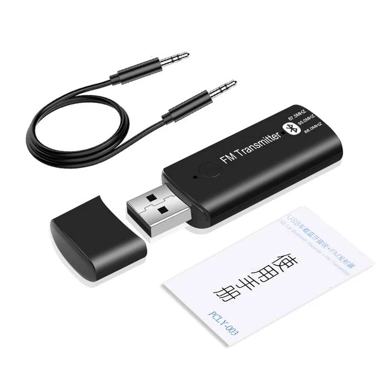 Автомобильный USB Bluetooth 5,0 fm-передатчик 3,5 мм беспроводной аудио приемник с микрофоном для Bluetooth FM Радио Mp3 плеер